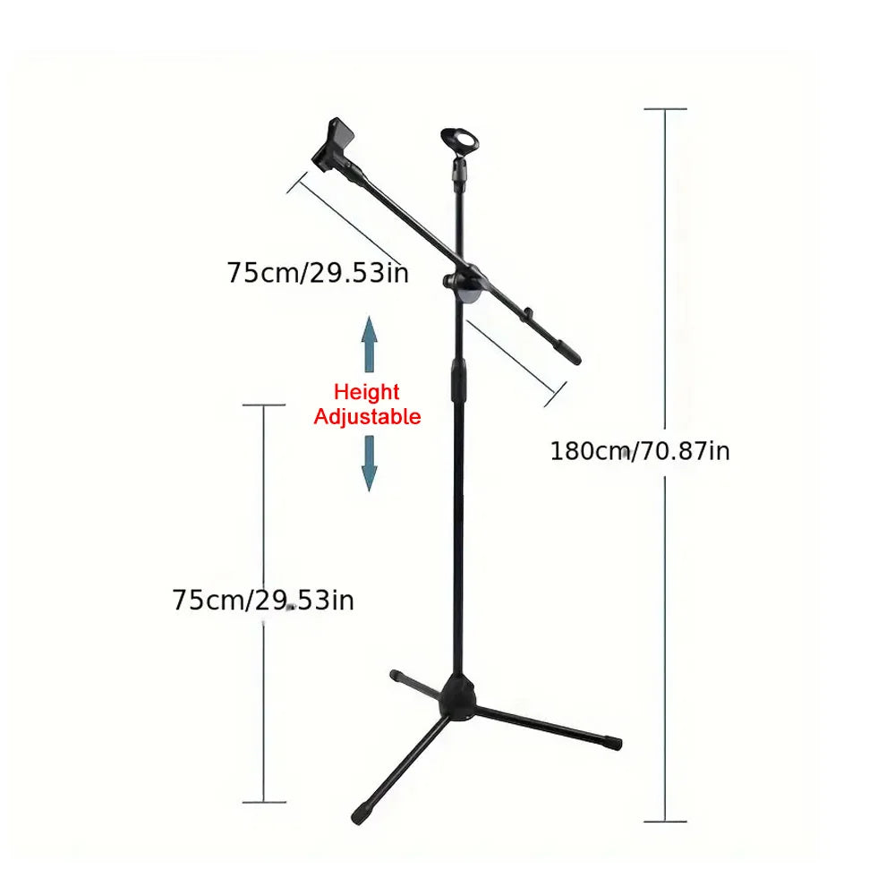 Tripod Microphone Stand Boom Mic Stand with 2 Mic Clip Holder Collapsible Adjustable Mic Bracket Beauty World Shop