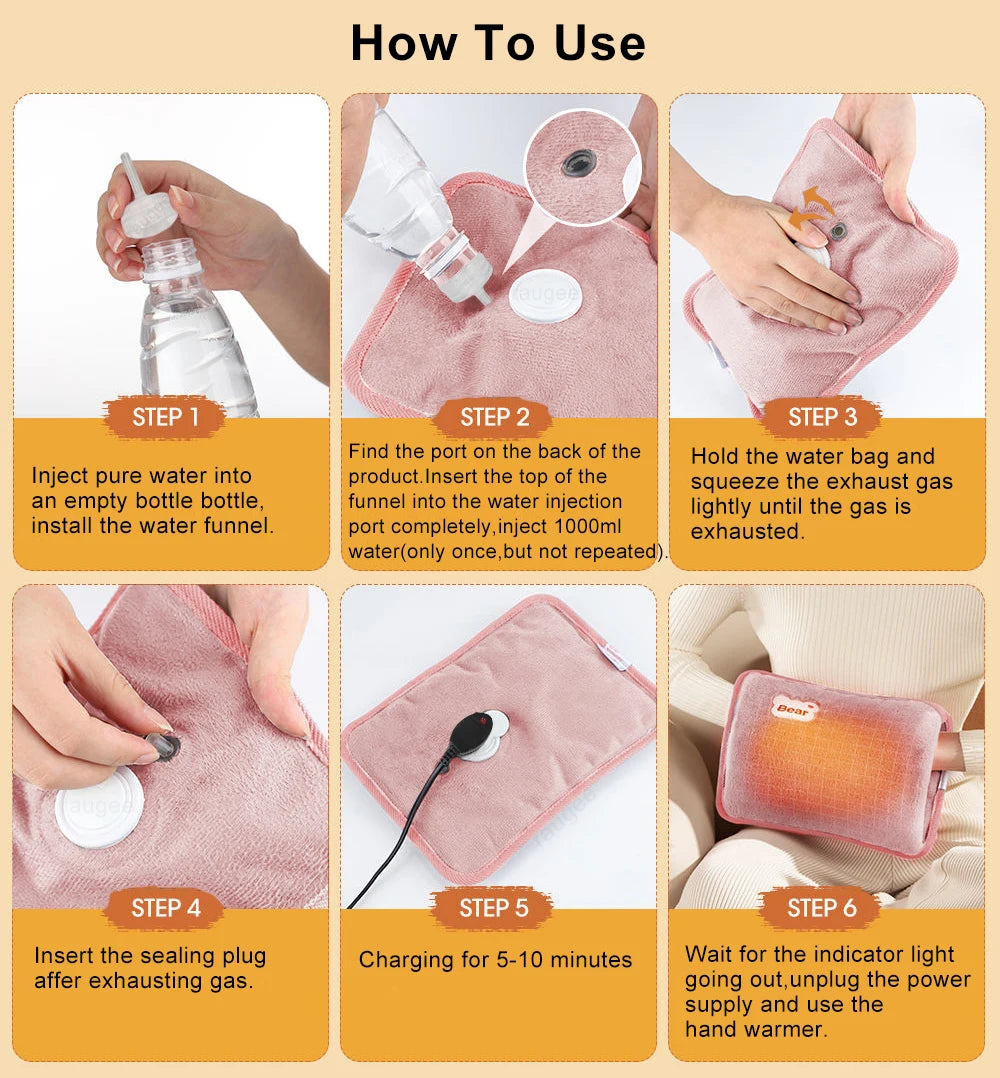 Electric Hot Water Bag Winter Portable Soft Electric Hand Warmer Rechargeable Reusable Explosion-Proof Warming Hand Pillow Beauty World Shop
