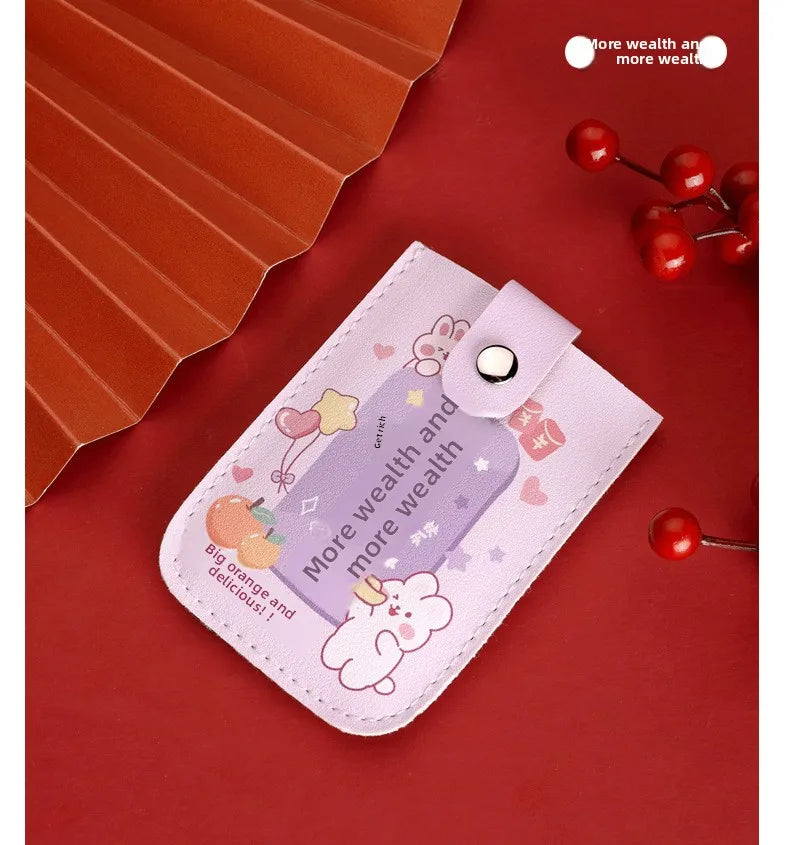 Vintage Oil Painting Pull Out Card Holder One Piece Women's Compact Ultra Thin Mini Cartoon New Style Niche Design Card Case Bag Beauty World Shop