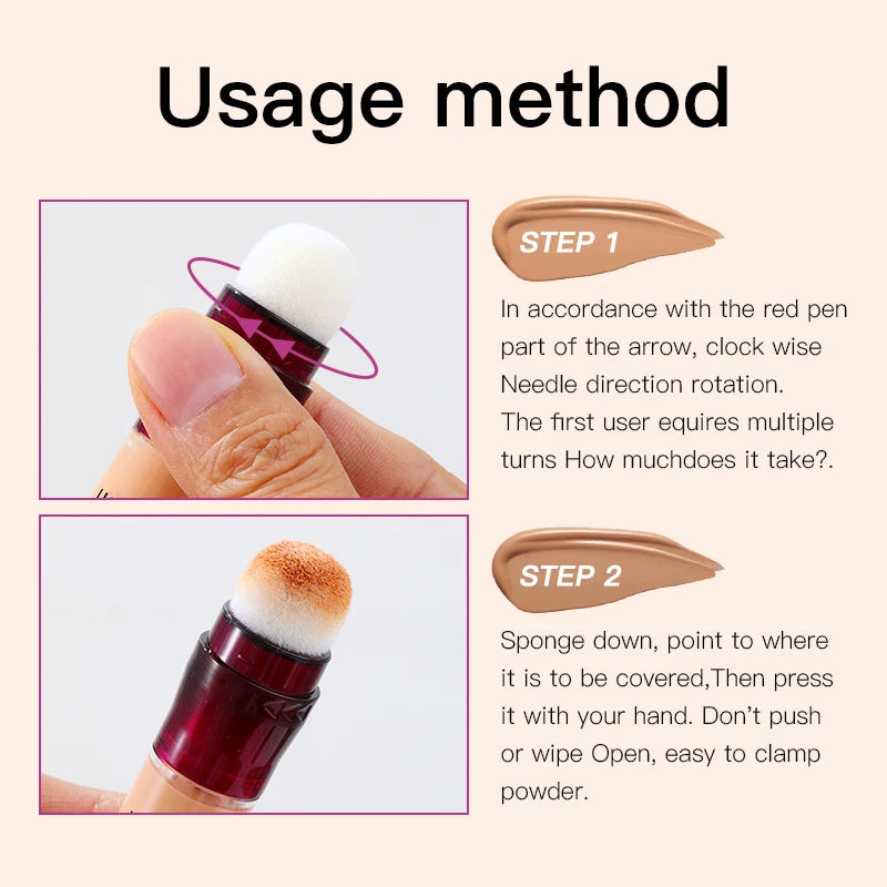 New Sponge Head Concealer for Dark Circles Freckles Acne Pigmentation and Blemishes Long Lasting Moisturizing Liquid Foundation Beauty World Shop