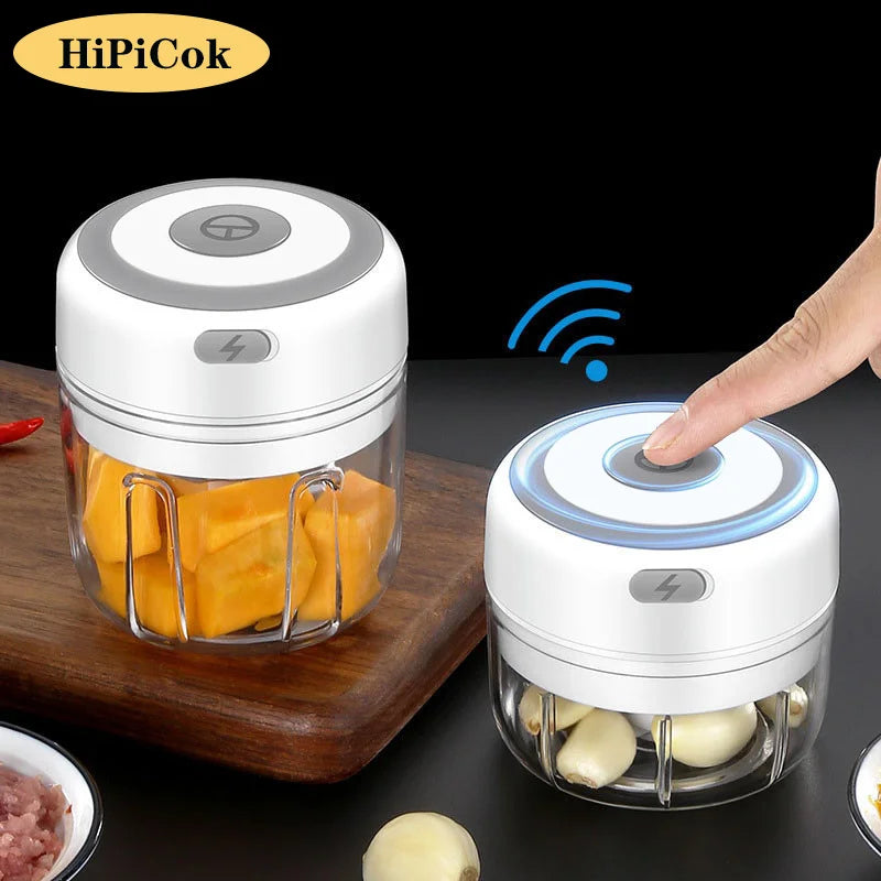 HiPiCok Meat Grinder Electric Garlic Crusher Food Chopper Mini Garlic Press Vegetable Chopper Masher Machine USB Kitchen Gadgets Beauty World Shop