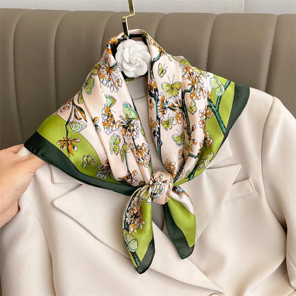 2025 New Fashion Luxury Printed Square Shawl Women 70x70cm Pashmina Silk Scarf Neck Headband Bandana Beauty World Shop