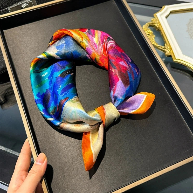 Scarf 100% Silk Bandana Women Square Scarves Wrap Kerchief Spring Fashion Luxury High Quality Headband Hijab Shawls 2026 Beauty World Shop