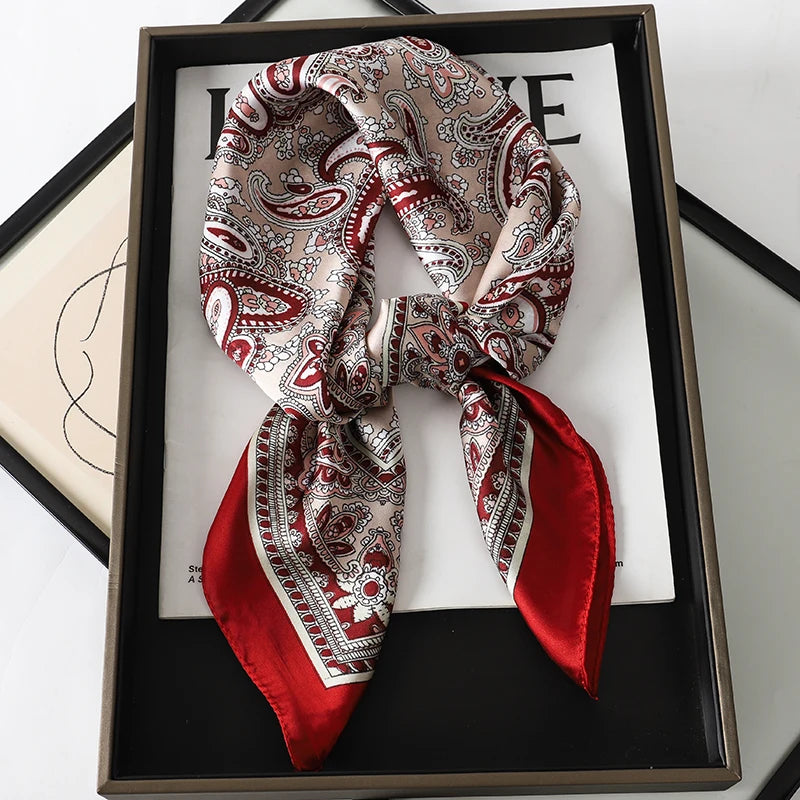 60Colors Luxury Scarf Women 70*70Cm Silk Feel Square Hair Wrapping Foulard Satin Shawl Big Size Head Bandana Hijab Handkerchief Beauty World Shop