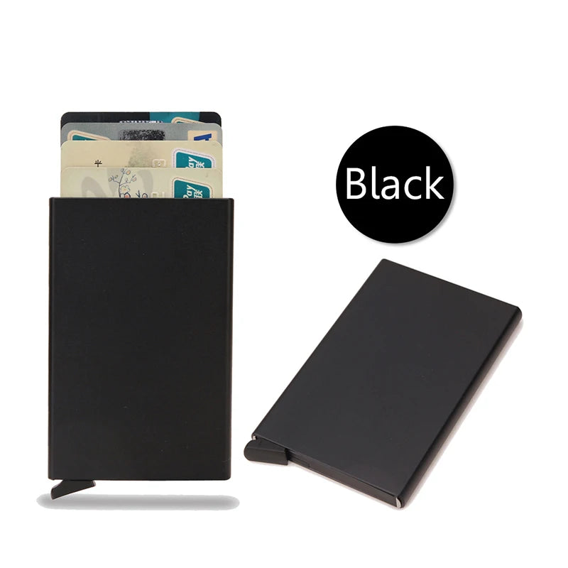 Rfid Smart Wallet Card Holder Metal Thin Slim Men Women Wallets Pop Up Minimalist Wallet Small Black Purse Vallet Walets for Men Beauty World Shop