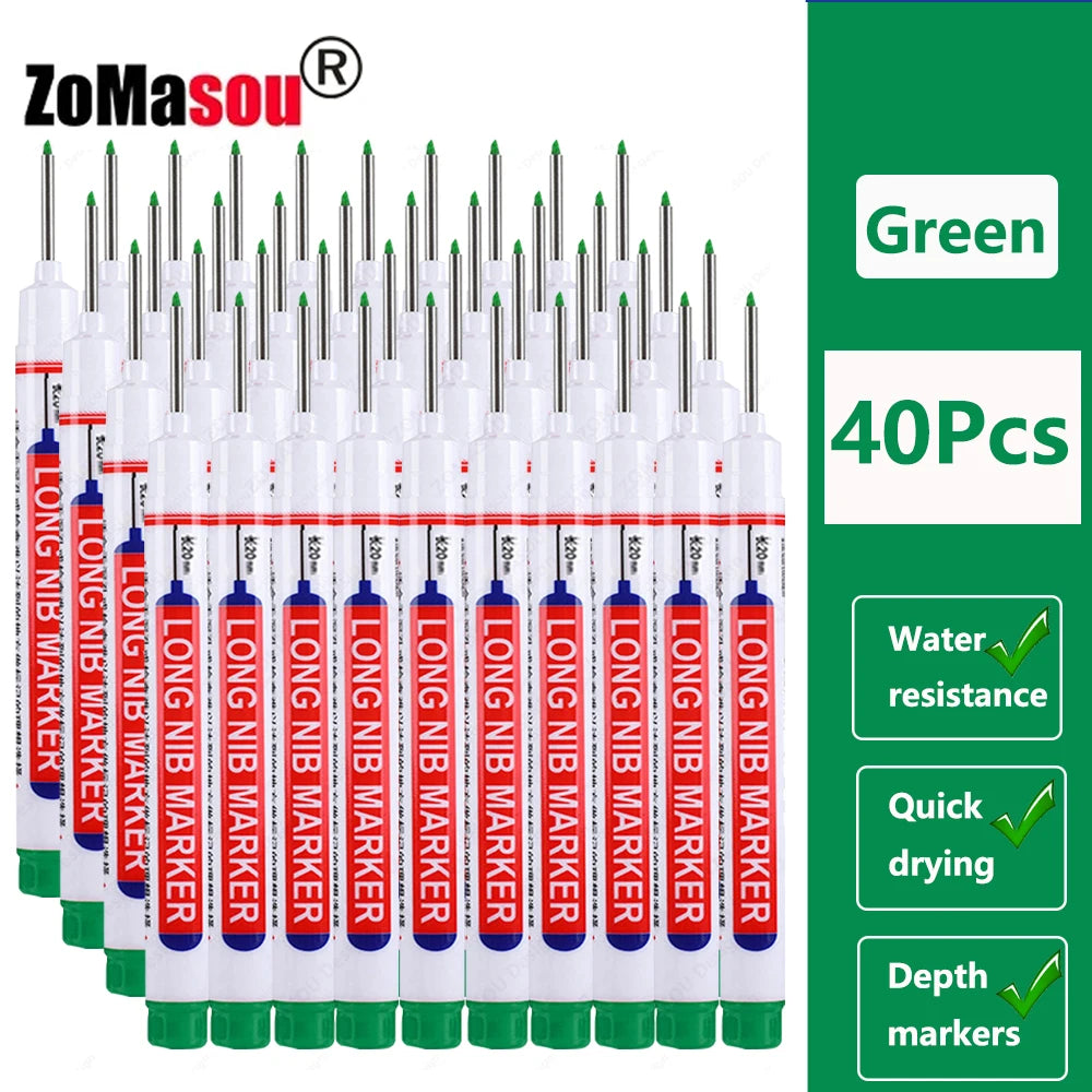 1-100Pcs 2cm Waterproof Long Head Markers Deep Hole Marker Pen for Metal Carpenter Red/Black/Blue/Green Ink Woodworking Tools Beauty World Shop