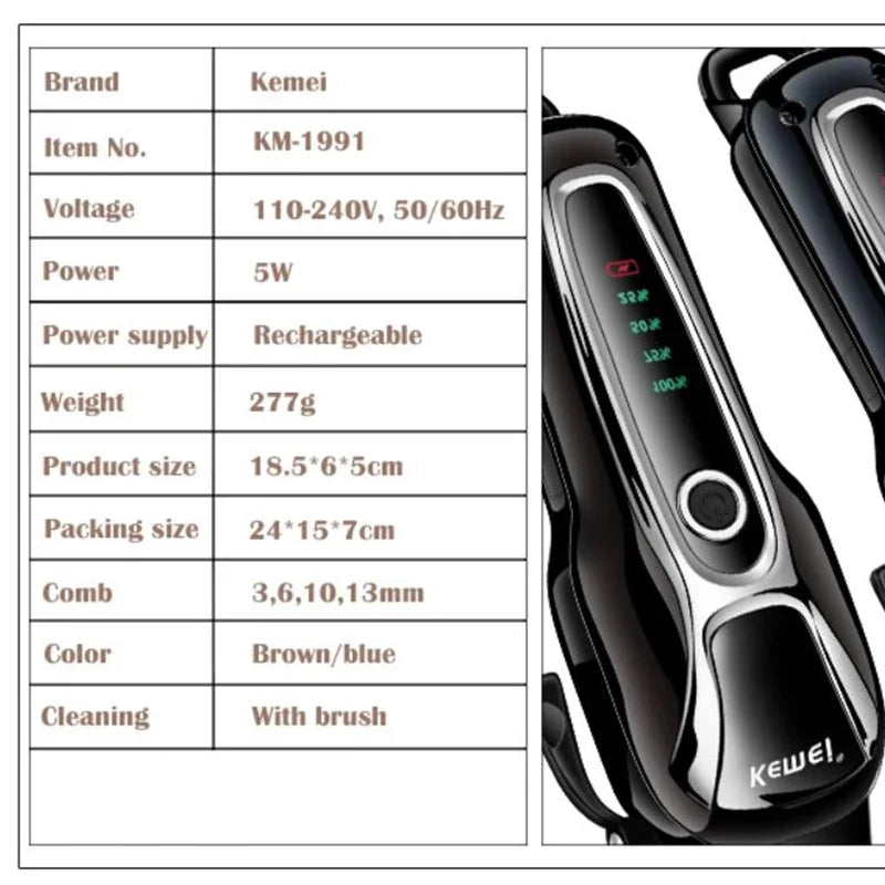Kemei Rechargeable Professional Dog Hair Trimmer for Cat Cutter Grooming Machine Hair Remover Animal Hair Clipper for Pet Beauty Trend Shop