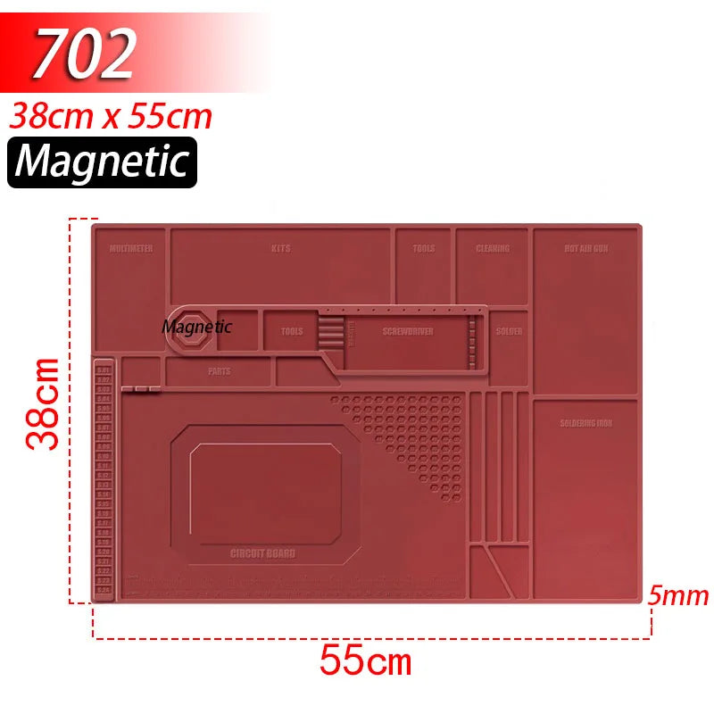 Soldering Station Mat Silicone Work Mat Heat Resistant 932°F Anti-Static Magnetic Mat for Electronic Phone Laptop Watch Repair Beauty World Shop