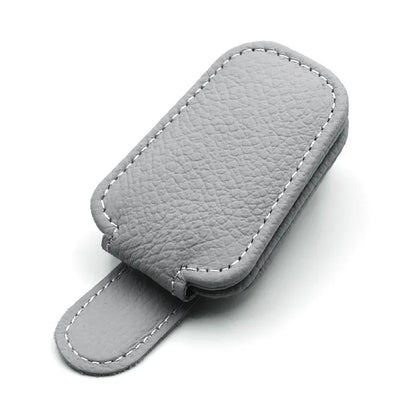 Car Sunglasses Holder Sun Visor Sunglasses Clip Cowhide Glasses Case Mount Auto Styling Ticket Card Clip Interior Accessories Beauty World Shop
