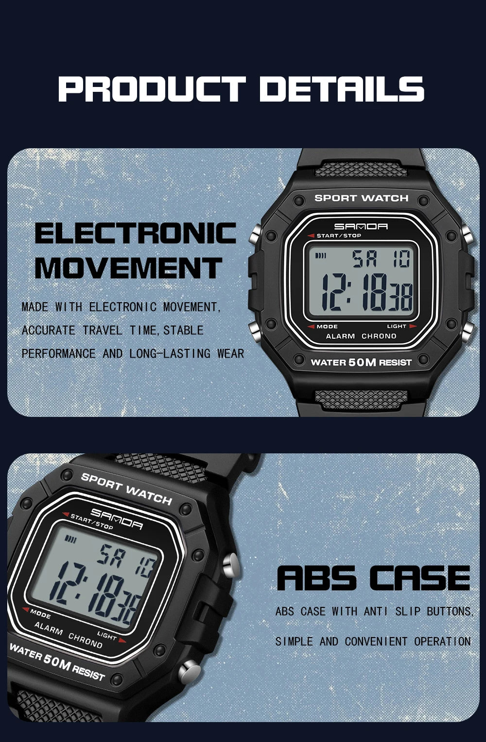 SANDA 2156 Fashion Mens Watch Military Water Resistant Sport Watches Army Big Dial Led Digital Wristwatches Stopwatches For Male Beauty World Shop