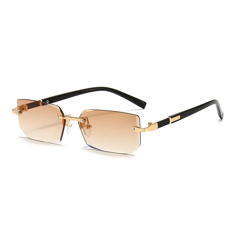 Rimless Sunglasses Rectangle Fashion Popular Women Men Shades Small Square Sun Glasses For Female Male Summer Traveling Oculos Beauty World Shop