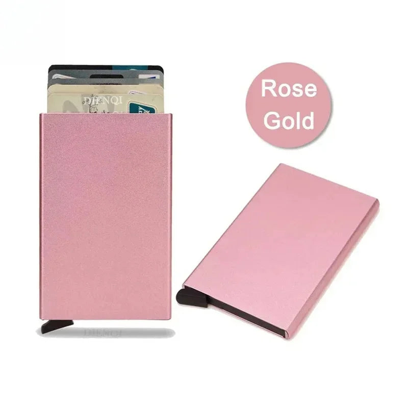 Small and Practical Pop Up Minimalist Smart Wallet Thin Slim RFID Credit Card Holder for Men Women Metal Purse Mini Wallets Beauty World Shop