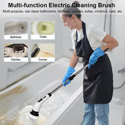 Electric Bathroom Cleaning Brush 9-in-1 Wireless Household Rotation Cleaning Brush for Bathroom Kitchen Toilet Cleaning Scrubber