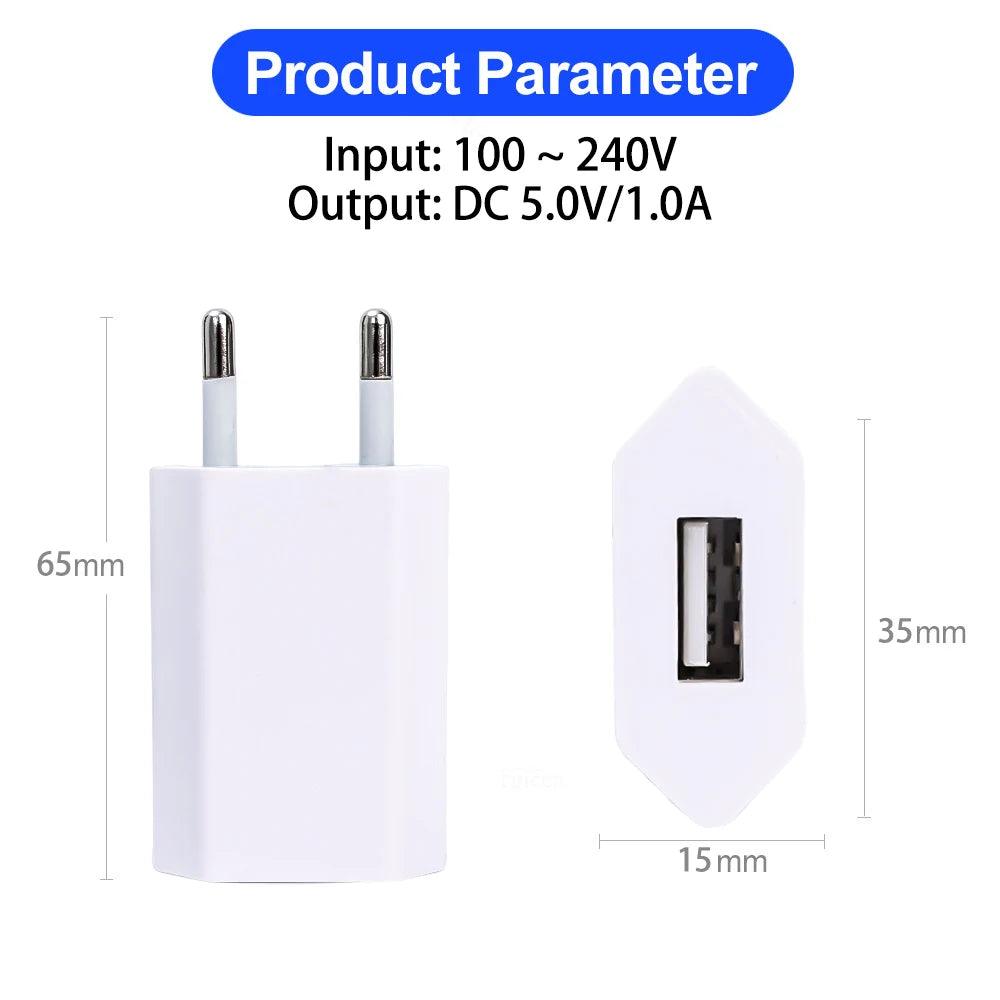 NNBILI 1-5Pcs Universal 5V 1A EU Plug USB Wall Phone Charger For iPhone Samsung Xiaomi Redmi Google Huawei Charger Power Adapter Beauty World Shop