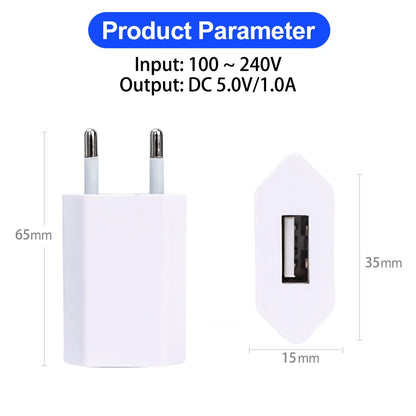 NNBILI 1-5Pcs Universal 5V 1A EU Plug USB Wall Phone Charger For iPhone Samsung Xiaomi Redmi Google Huawei Charger Power Adapter Beauty World Shop
