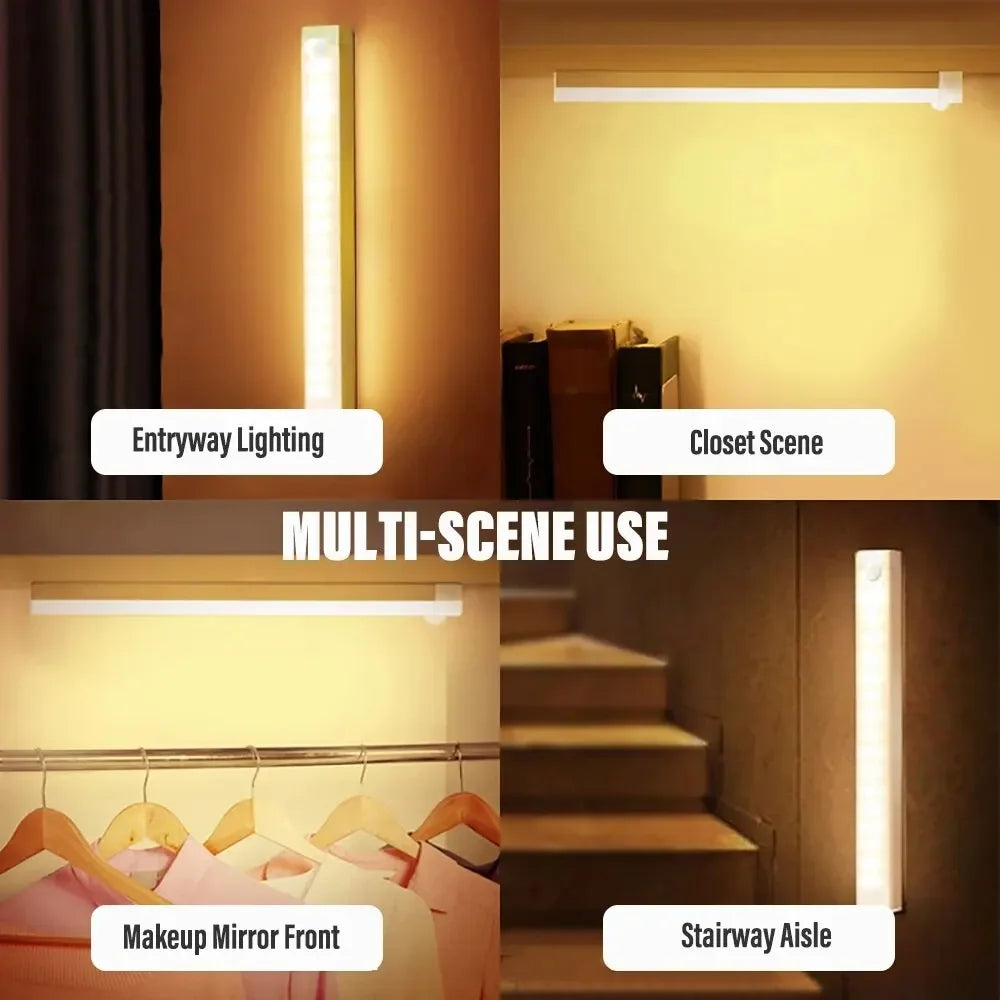 LED Motion Sensor Light Wireless LED Night Light Type C Rechargeable Light Cabinet Wardrobe Lamp Staircase Backlight For Kitchen Beauty Fashion