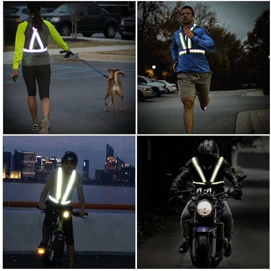 Outdoor Night Walking  Safety Vests Highlight Adjustable Lightweight Reflective Vest Biking Safety Straps Waterproof Running Gea Beauty World Shop