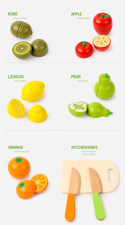 Simulation Kitchen Pretend Toy Wooden Classic Game Montessori Educational Toy For Children Kids Gift Cutting Fruit Vegetable Set Beauty World Shop