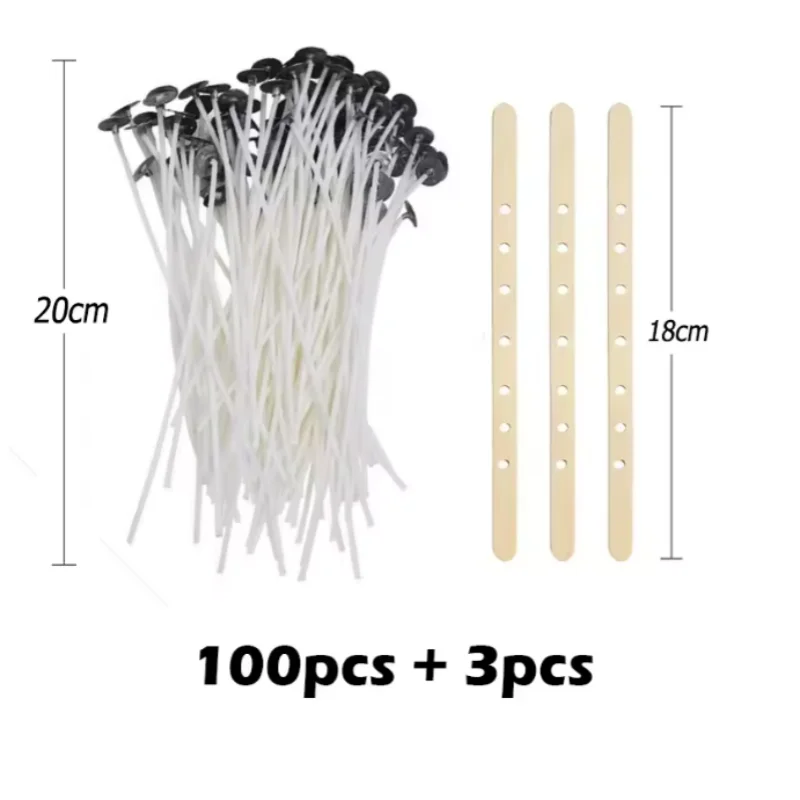 100pcs Waxed Cotton Candle Wicks Set with Stand Original Smokeless Candle Wicks Soy Oil Wax Core Woven Making Candles Supplies Beauty World Shop