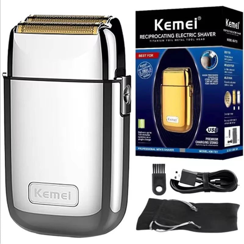 Kemei Tx1 Rechargeable Metal Housing Pro Electric Shaver For Men Hair Beard Electric Razor Bald Shaving Machine Finishing Fade Beauty World Shop
