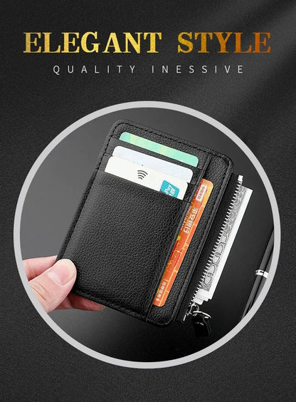 Mini Credit Card Wallet Id Card Holder Men's Small Wallet Thin Sleeve Zipper Short Coin Wallet Beauty World Shop