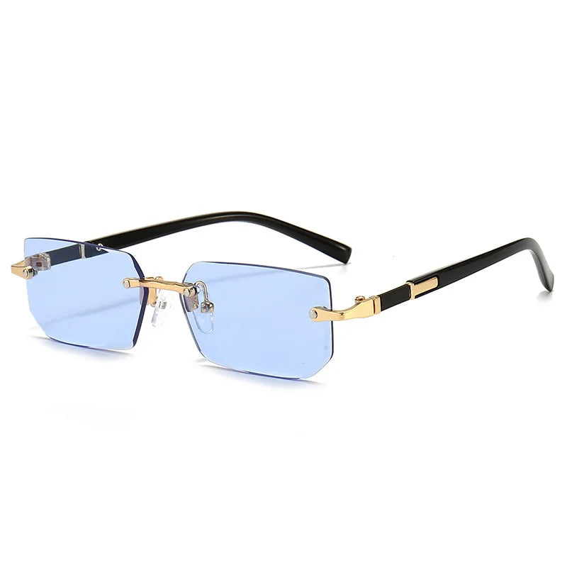 Rimless Sunglasses Rectangle Fashion Popular Women Men Shades Small Square Sun Glasses For Female Male Summer Traveling Oculos Beauty World Shop