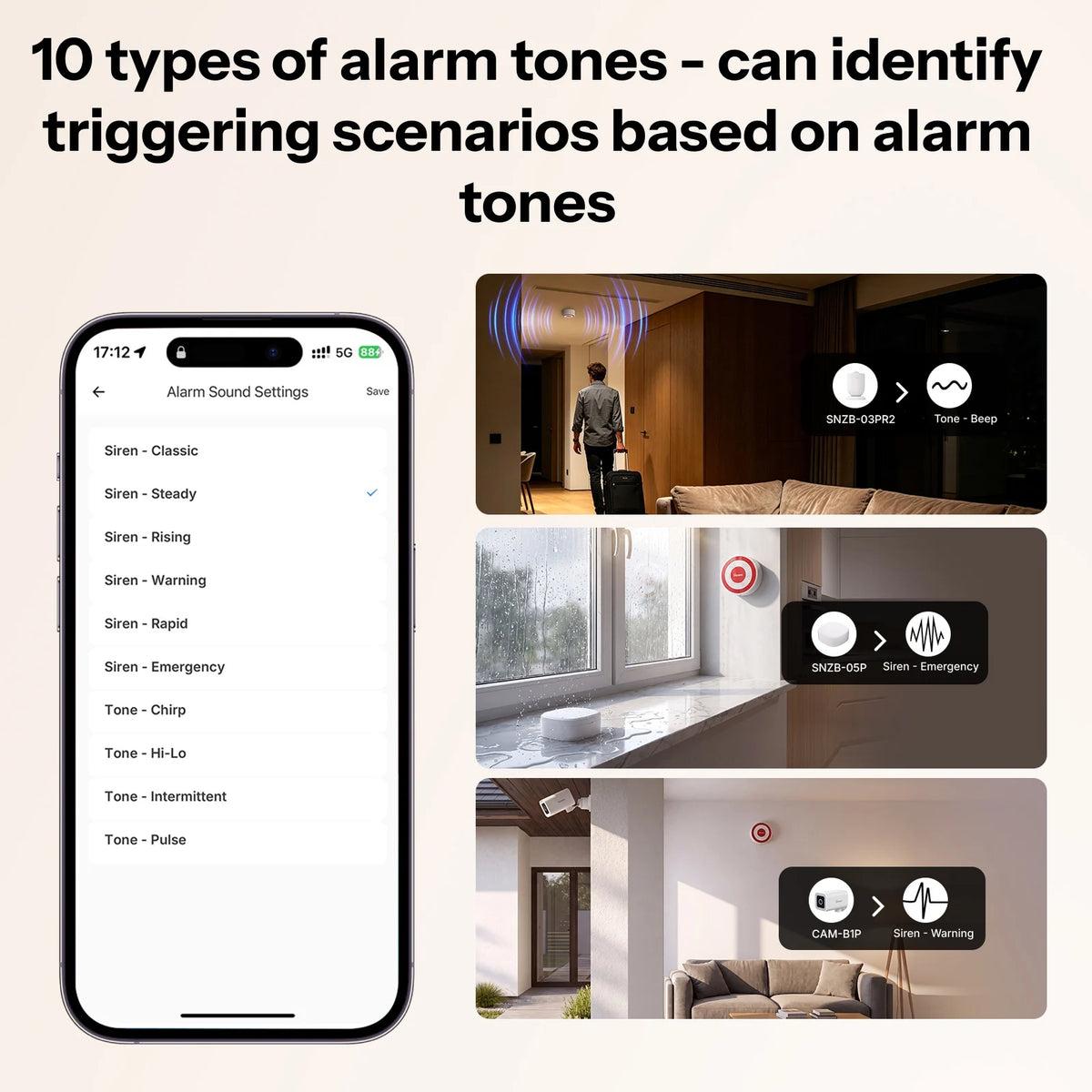 SONOFF SNZB-09P Zigbee SenseGuard Indoor Siren 105dB Loud Alarm Sound & Red Light Alerts USB & Backup Battery Dual Power Supply Beauty World Shop