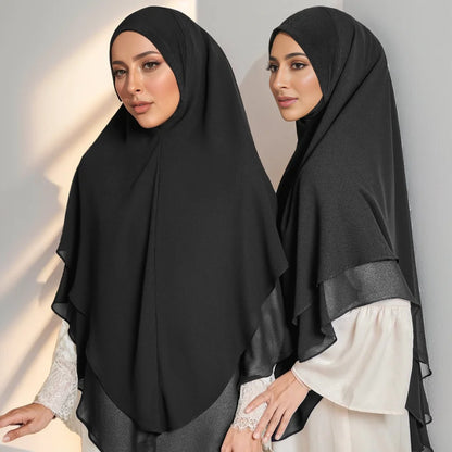1pc Ready to Wear Instant Hijabs Double layered Chiffon Solid Headscarf Foulard Femme Musulman Shawl Wrap Bandana Beauty World Shop