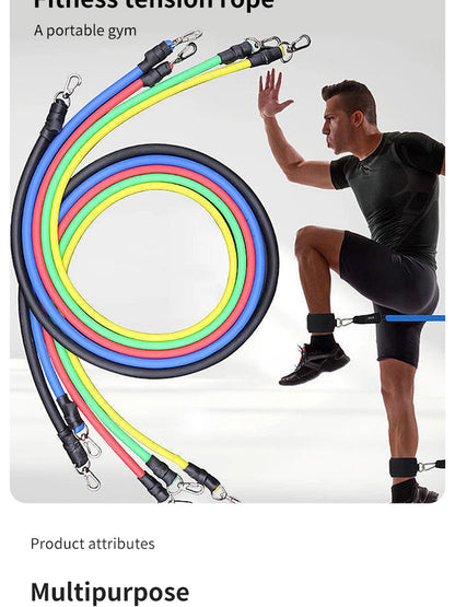 11pcs TPE Resistance Band Set Fitness Band Pull Rope Elastic Training Band With Door Anchor Handles Carry Bag Legs Ankle Straps Beauty World Shop