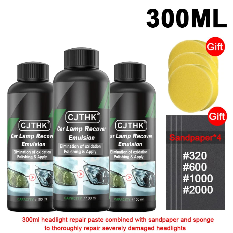 Car Headlight Restoration Polishing Kits Headlamp Scratch Remover Repair Cleaning Paste Remove Oxidation Headlight Polish Liquid Beauty Fashion