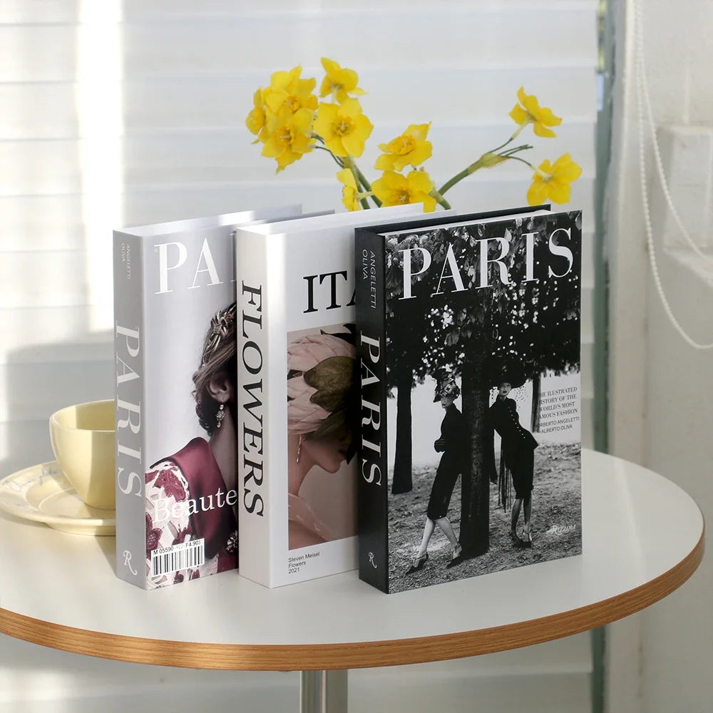 3Pcs Foldable Fashion Fake Books Living Room Decoration Designer Books Coffee Table Ornaments Club Hotel Room Villa Prop Books Beauty World Shop
