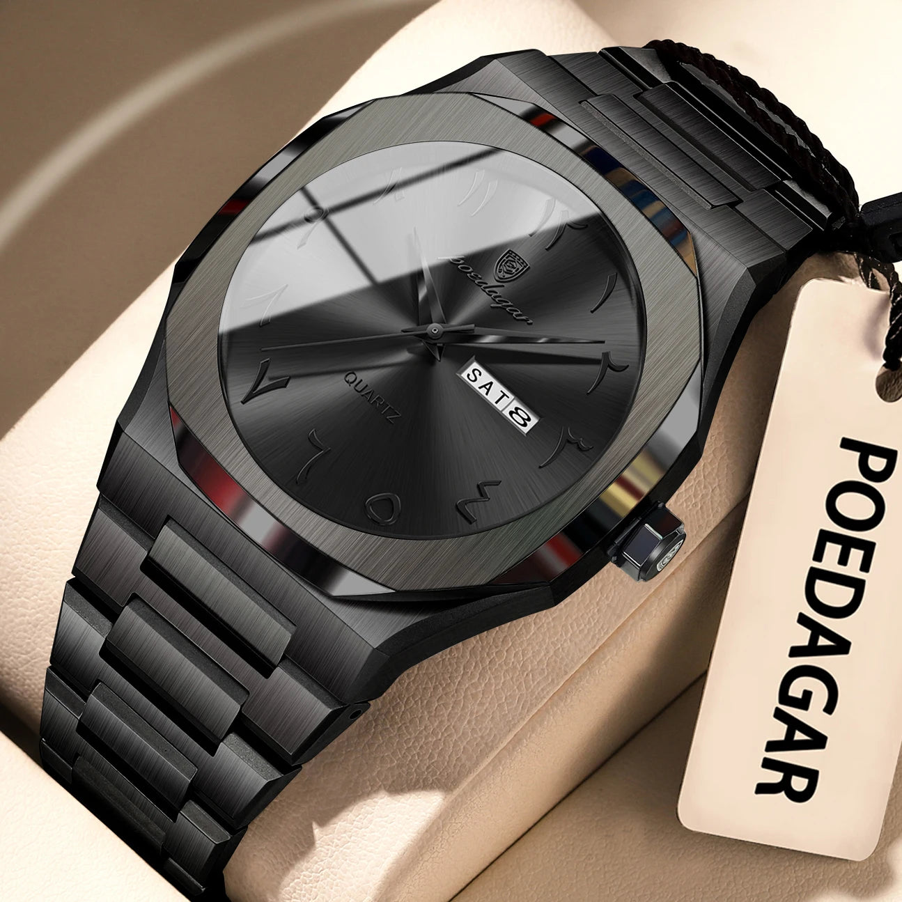 POEDAGAR Original Luxury Men's Watch Waterproof Week Date Fashion Men Wristwatch Quartz Stainless Steel Man Watches Reloj Hombre Beauty World Shop