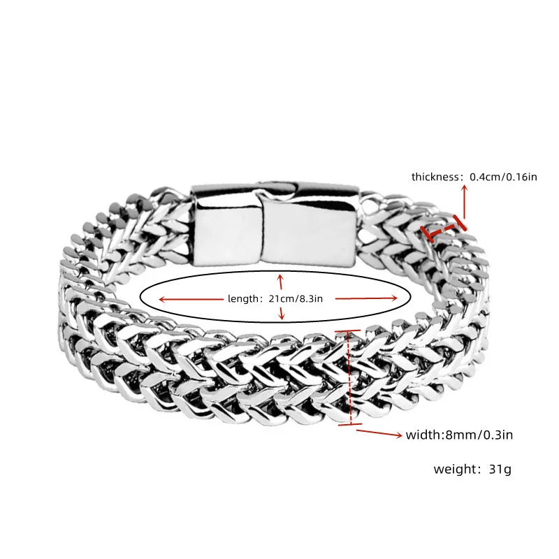 Stainless Steel Braided Double Row Front and Rear Fish Scale Alloy Magnetic Buckle Bracelet with Keel Jewelry New Model Beauty World Shop