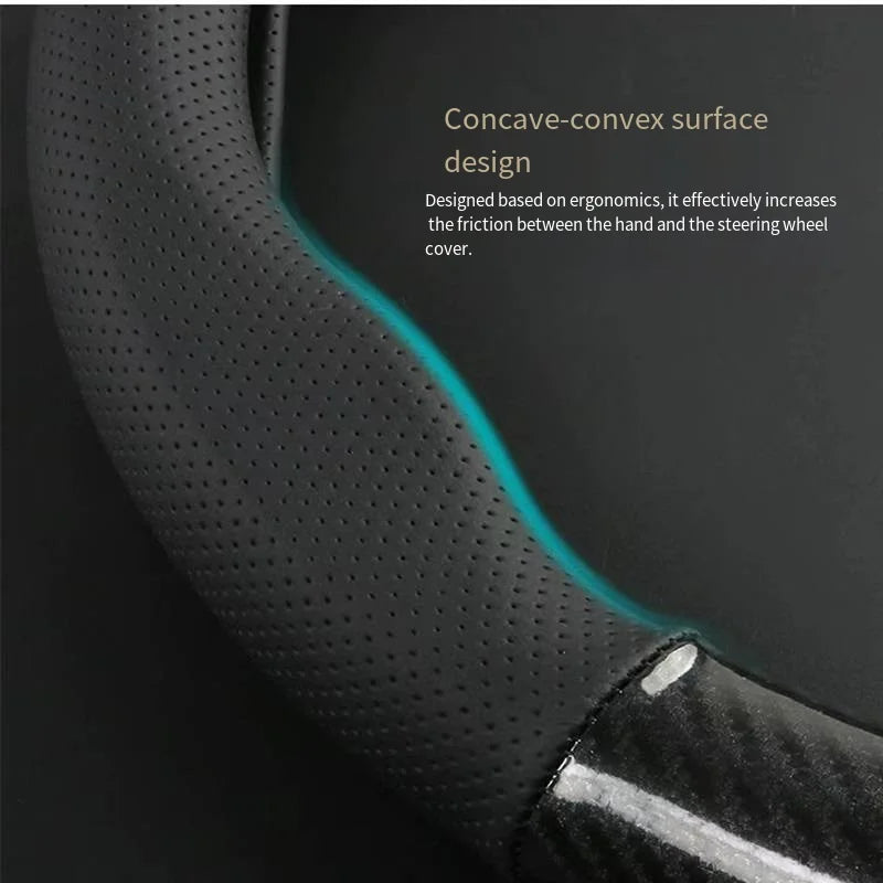Carbon fiber car steering wheel cover, breathable and sporty, all season universal anti slip and wear-resistant handle cover Beauty World Shop