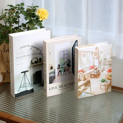 3Pcs Foldable Fashion Fake Books Living Room Decoration Designer Books Coffee Table Ornaments Club Hotel Room Villa Prop Books Beauty World Shop