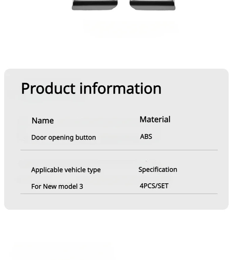 For Tesla Model 3 Highland Model Y Juniper/Launch 2025 Car Open Door Button Stickers 4X Handle Cover Interior Protection Trim Beauty World Shop