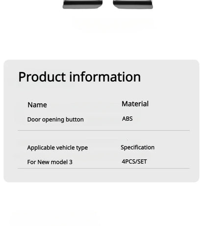 For Tesla Model 3 Highland Model Y Juniper/Launch 2025 Car Open Door Button Stickers 4X Handle Cover Interior Protection Trim Beauty World Shop