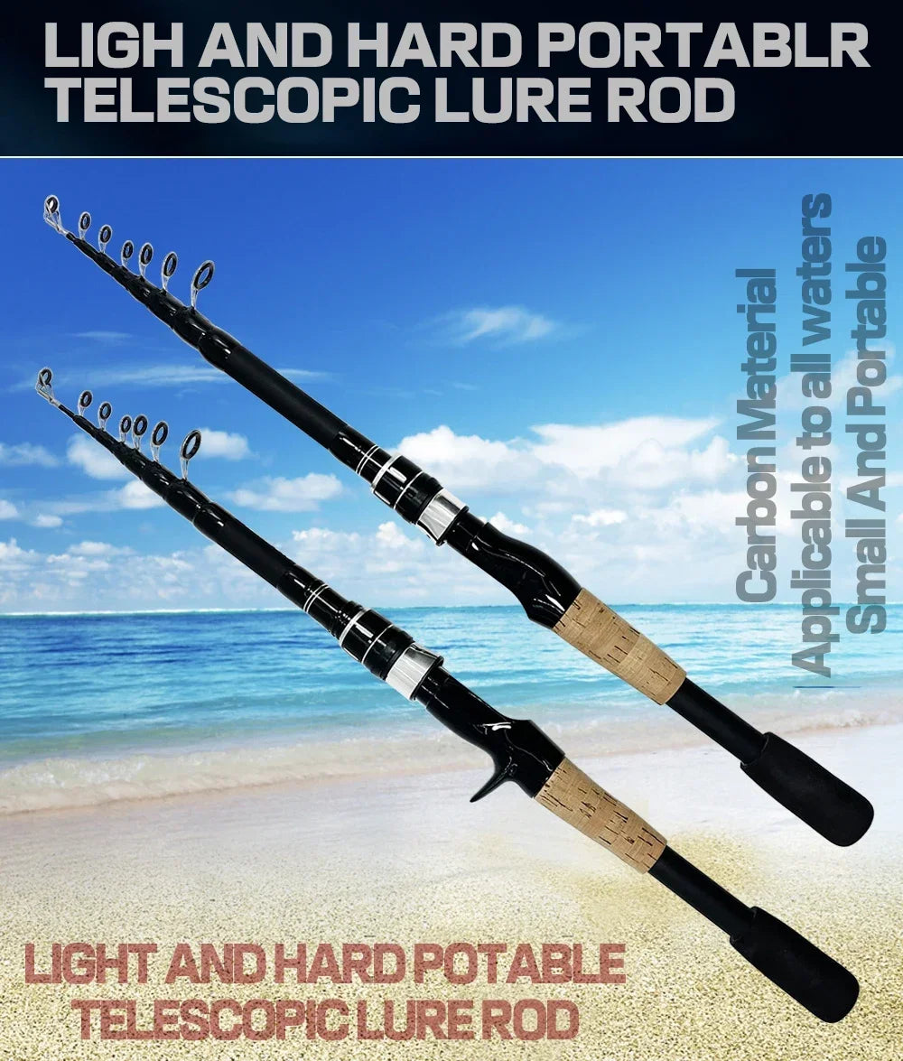 Telescopic Lure Rod 1.5M 1.8M 2.1M 2.4M Carbon Spinning Rod Baitcasting Fishing Pole 8g-25g Wooden Handle Casting Fishing Tackle Beauty Trend Shop