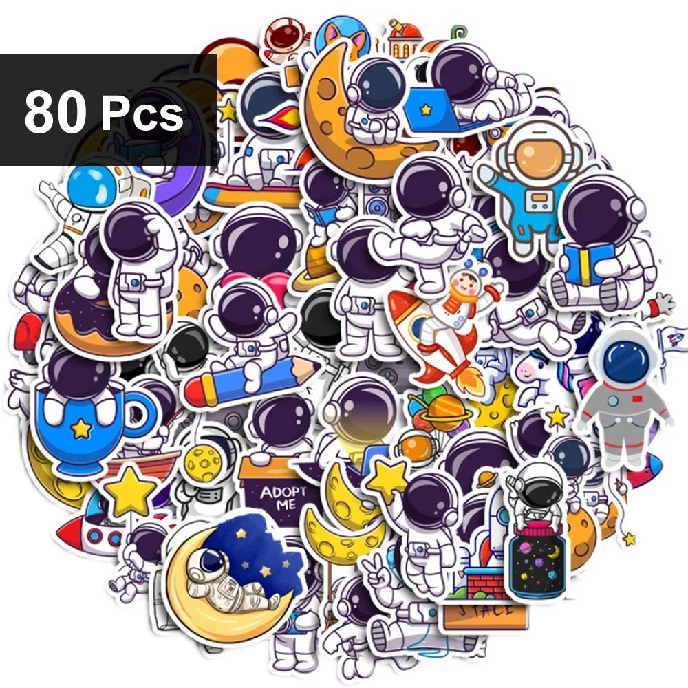 40-240pcs Astronaut Cosmonaut Stickers Cartoon Cute Decals Toy Stationery Guitar Phone Laptop Luggage Car Graffiti Kids Sticker Beauty World Shop