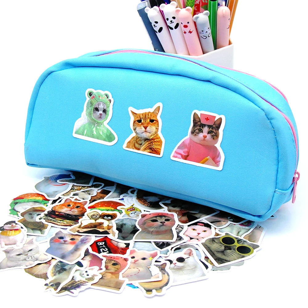 100/500/1000pcs Funny Cat Stickers Cartoon Cute Decals Toy Stationery Guitar Phone Bicycle Laptop Luggage Graffiti Kids Sticker Beauty World Shop
