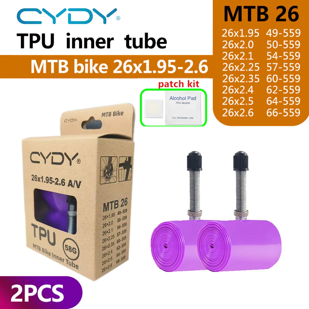 CYDY TPU MTB Bike Inner Tube Camera 29 26 27.5 29x1.95-2.6 Inch Mountain Bicycle Tire Schrader Valve AV pneu 29er Cycling Tube Beauty World Shop