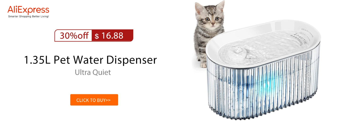 Ultra-Quiet Pet Water Fountain Auto Filter Electric Cat Dog Water Dispenser&Burnout Prevention Pump 1.5L Recirculate Filtrin