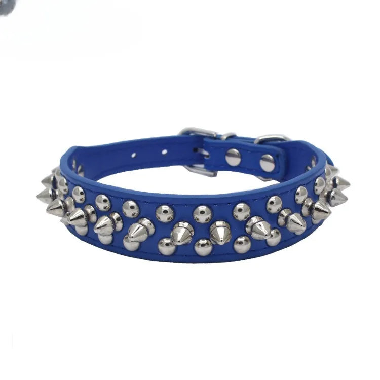 Adjustable Leather Pet Dog collar Neck Strap Supplies PU Leather Punk Rivet Spiked Dog Collar Pet Collars For Small Dog Cat Beauty World Shop