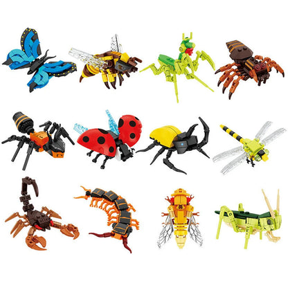 City Farm Vegetable Garden Cute Animals Insect Dragonfly Spider Mantis Centipede Grasshopper Honeybee Building Block Bricks Toy Beauty World Shop