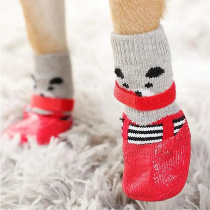 4pcs/lot Winter Warm Dog Socks Anti-Slip Rain Snow Boots Waterproof Puppy Chihuahua Dogs Shoes Booties for Small Large Dogs Beauty Trend Shop