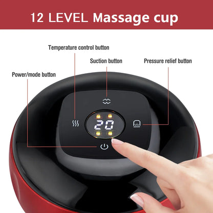 Rechargeable Electric Vacuum Cupping Set Wireless 6/12 Level Skin Scraping Massage Guasha Tool for Household Use Beauty World Shop