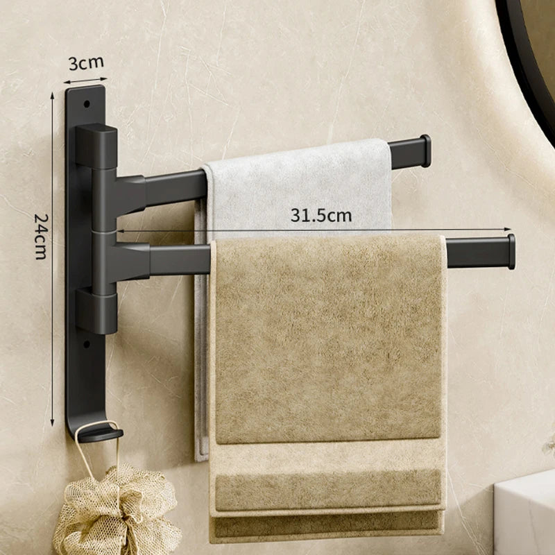 Bathroom Towel Rack Rotatable Towel Holder Space Aluminum 2/3/4/5-Bar Towel Hanger Kitchen Shelf Paper Hanging Wall Mounted Beauty World Shop