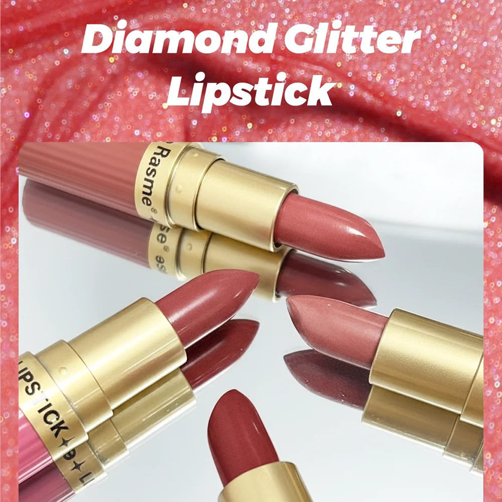 Pearlescent Pink Glitter Velvet Lipstick Metallic Waterproof Long Lasting Matte Shimmer Diamond Lipstick Women Makeup Cosmetic Beauty World Shop