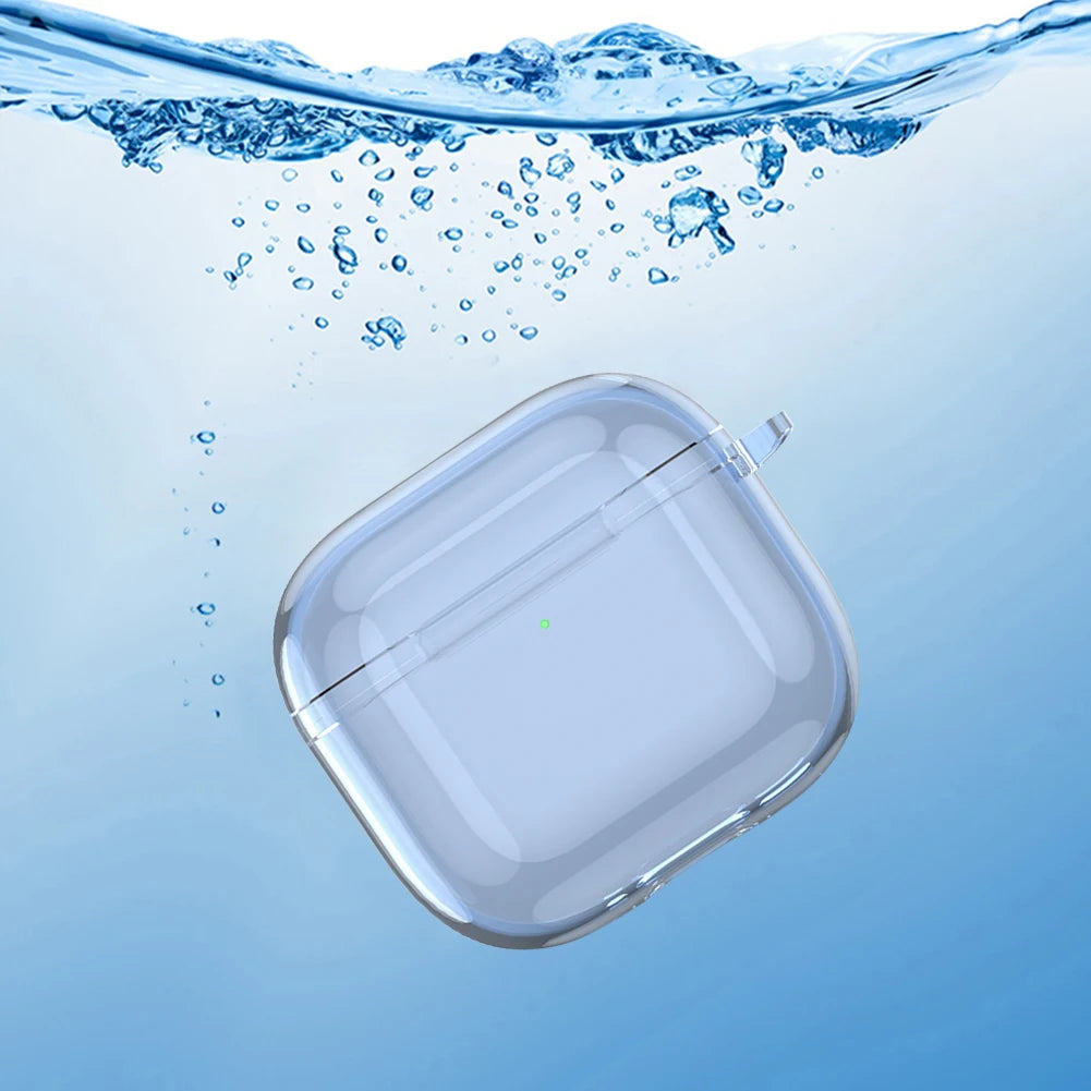 Soft TPU Shockproof Clear Case Cover for Apple AirPods 4 2024 with Carabiner and Anti Fall Protection