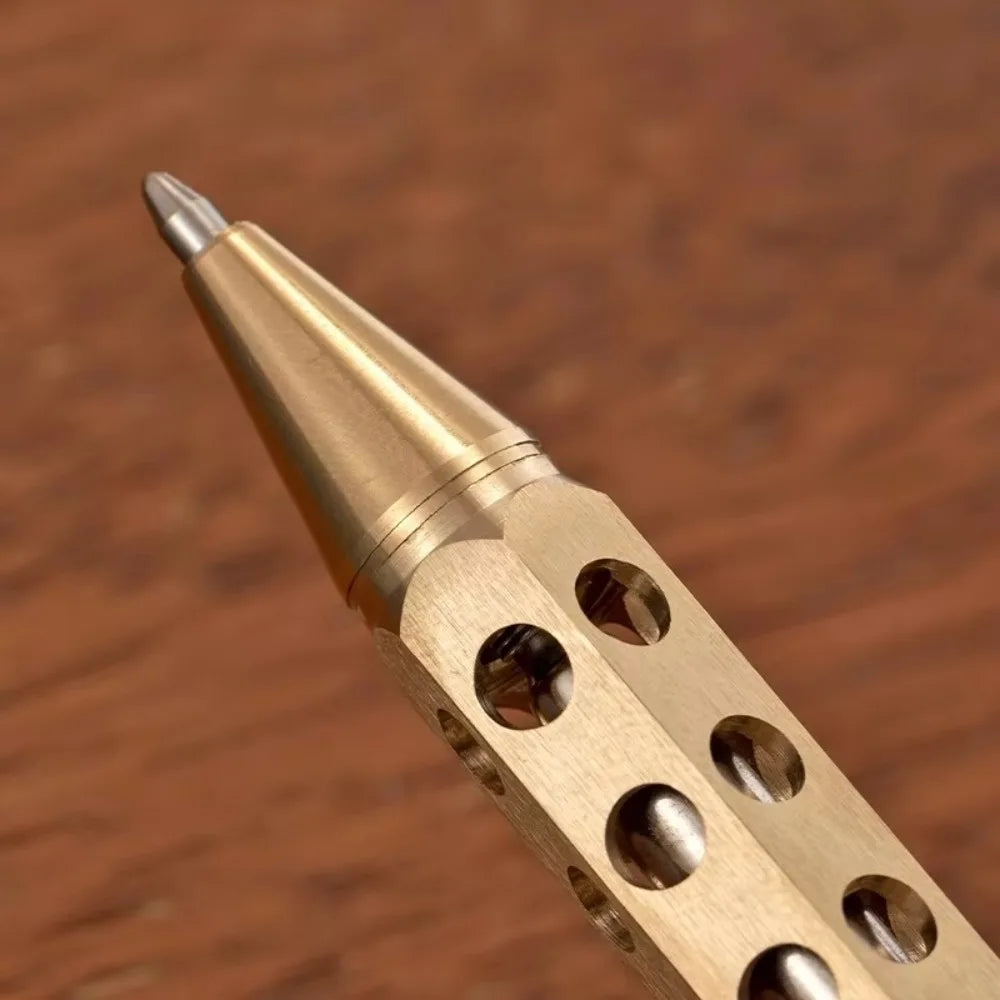 Portable Brass Pen Medium Point 1.0mm Retro Ballpoint Pen Bolt Action Smooth Writing Signature Pen Beauty World Shop
